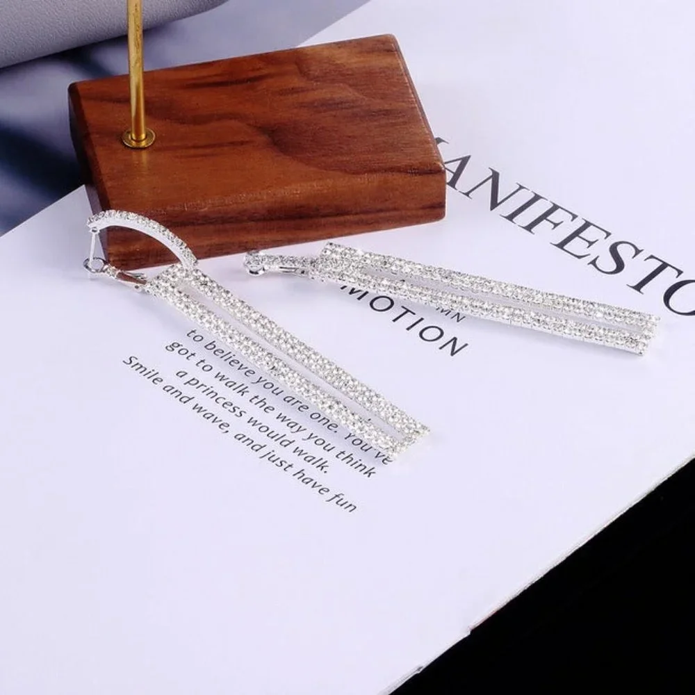 2ct Diamond 925 Silver Drop Earrings Statement Long Tall Ladies Big 2 ct Jewelry - Picture 4 of 5